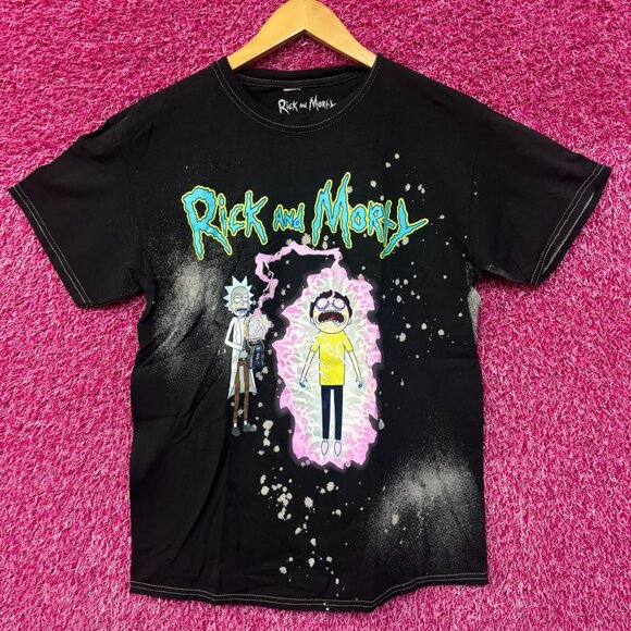 Rick and Morty Zapping Morty bleach dye T-shirt size medium - Picture 1 of 4